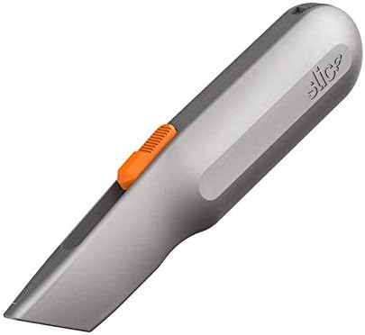Metal-Handle Utility Knife, Finger Friendly Ceramic Blade, Auto Retracts for Safety, Heavy Metal Handle, Comfortable Grip, Stores Extra Blade, Ambidextrous, Easy Blade Change