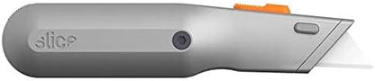 Metal-Handle Utility Knife, Finger Friendly Ceramic Blade, Auto Retracts for Safety, Heavy Metal Handle, Comfortable Grip, Stores Extra Blade, Ambidextrous, Easy Blade Change