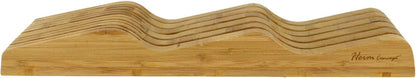 Organic Bamboo Knife Block Organizer, In- Drawer Premium Bamboo Wood Knife Storage Block - Holds Up To 16 Knives