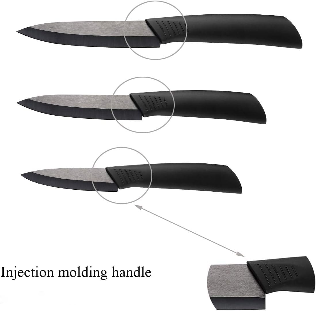 Ceramic Paring Knife, 3 Inch Kitchen Fruit Knife with Cover, Black
