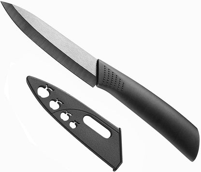 Ceramic Paring Knife, 3 Inch Kitchen Fruit Knife with Cover, Black