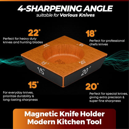Rolling Knife Sharpener Kit – 4 Angles (15°,18°,20°,22°) – Includes Diamond, Ceramic & Honing Discs with Leather Strop – Ideal for Home Cooks & Professional Chefs