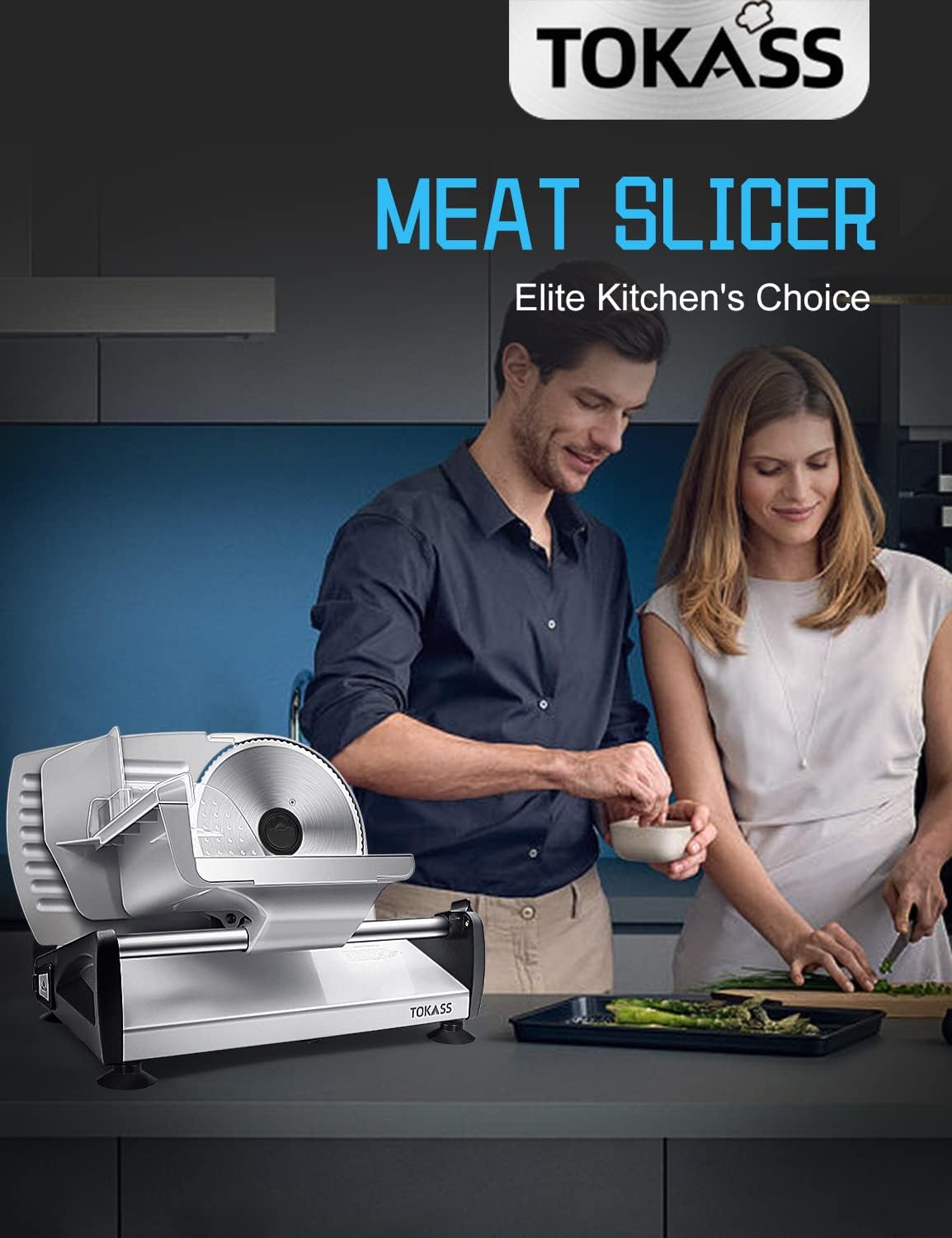 200W Meat Slicer Machine for Home Use,Deli Slicer with 2 Removable 7.5'' Stainless Steel Blades,Adjustable Dial for 0-15mm,Electric Food Slicer for Meat,Bread,Easy to Clean (200W+2 Blades+Silver)