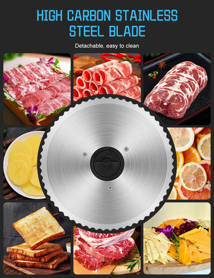 200W Meat Slicer Machine for Home Use,Deli Slicer with 2 Removable 7.5'' Stainless Steel Blades,Adjustable Dial for 0-15mm,Electric Food Slicer for Meat,Bread,Easy to Clean (200W+2 Blades+Silver)