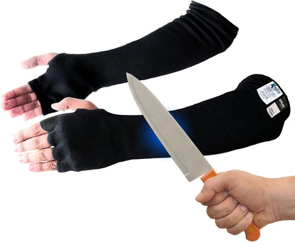 Arm Protection Work Sleeves - 4-Way Protection, Long Arm Protectors Sleeve with Finger Opening, Cut Resistant and Heat Resistant Sleeves, Ideal for Welding, Gardening, Thin Skin, and Bruising