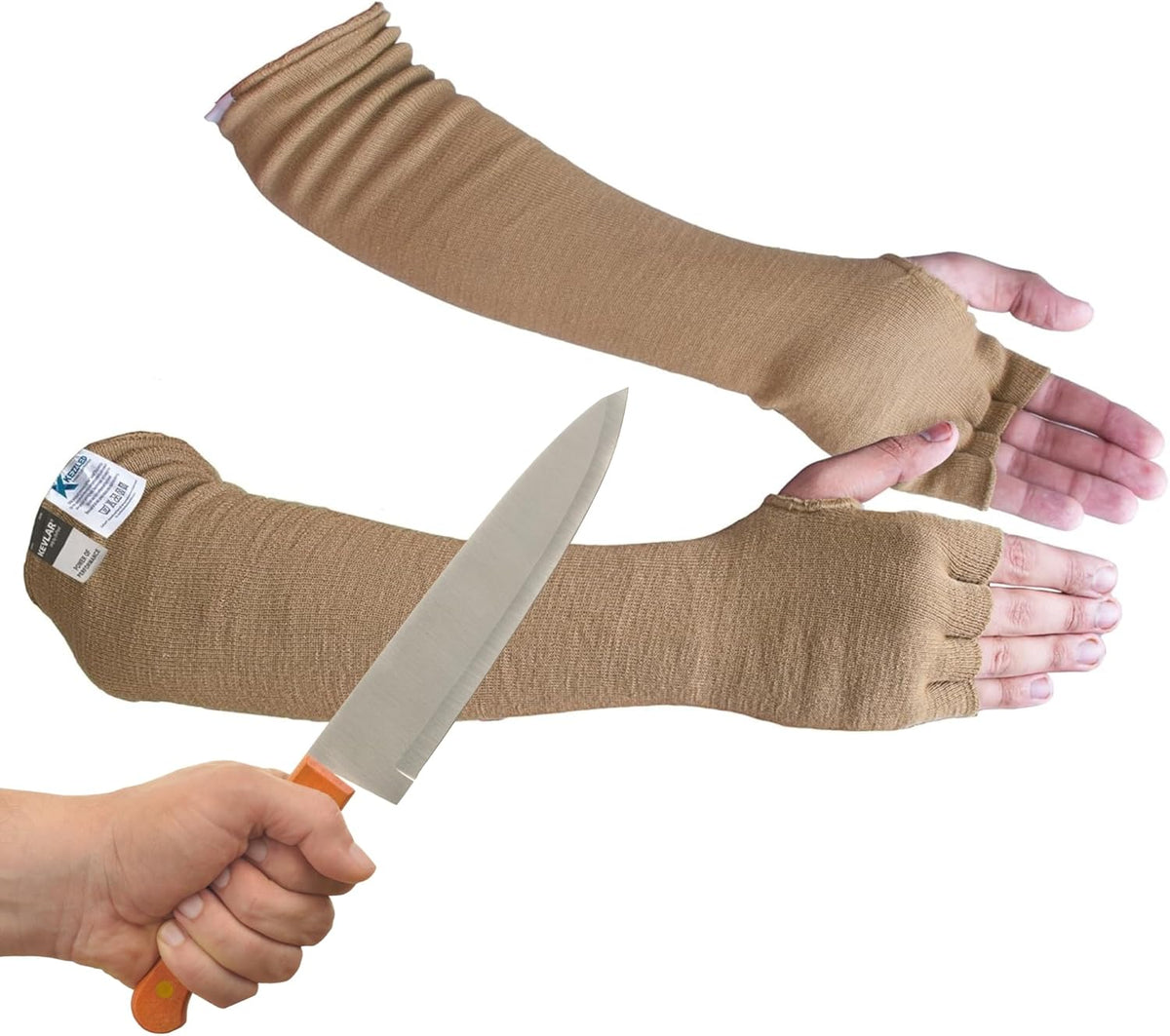 Arm Protection Work Sleeves - 4-Way Protection, Long Arm Protectors Sleeve with Finger Opening, Cut Resistant and Heat Resistant Sleeves, Ideal for Welding, Gardening, Thin Skin, and Bruising