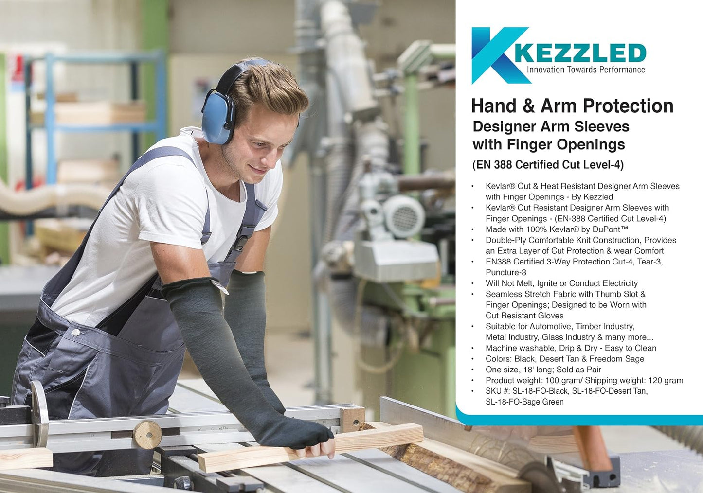 Arm Protection Work Sleeves - 4-Way Protection, Long Arm Protectors Sleeve with Finger Opening, Cut Resistant and Heat Resistant Sleeves, Ideal for Welding, Gardening, Thin Skin, and Bruising
