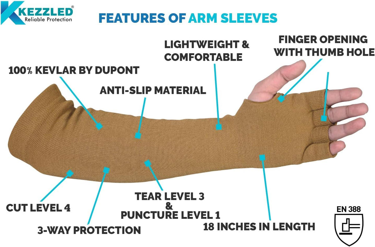 Arm Protection Work Sleeves - 4-Way Protection, Long Arm Protectors Sleeve with Finger Opening, Cut Resistant and Heat Resistant Sleeves, Ideal for Welding, Gardening, Thin Skin, and Bruising