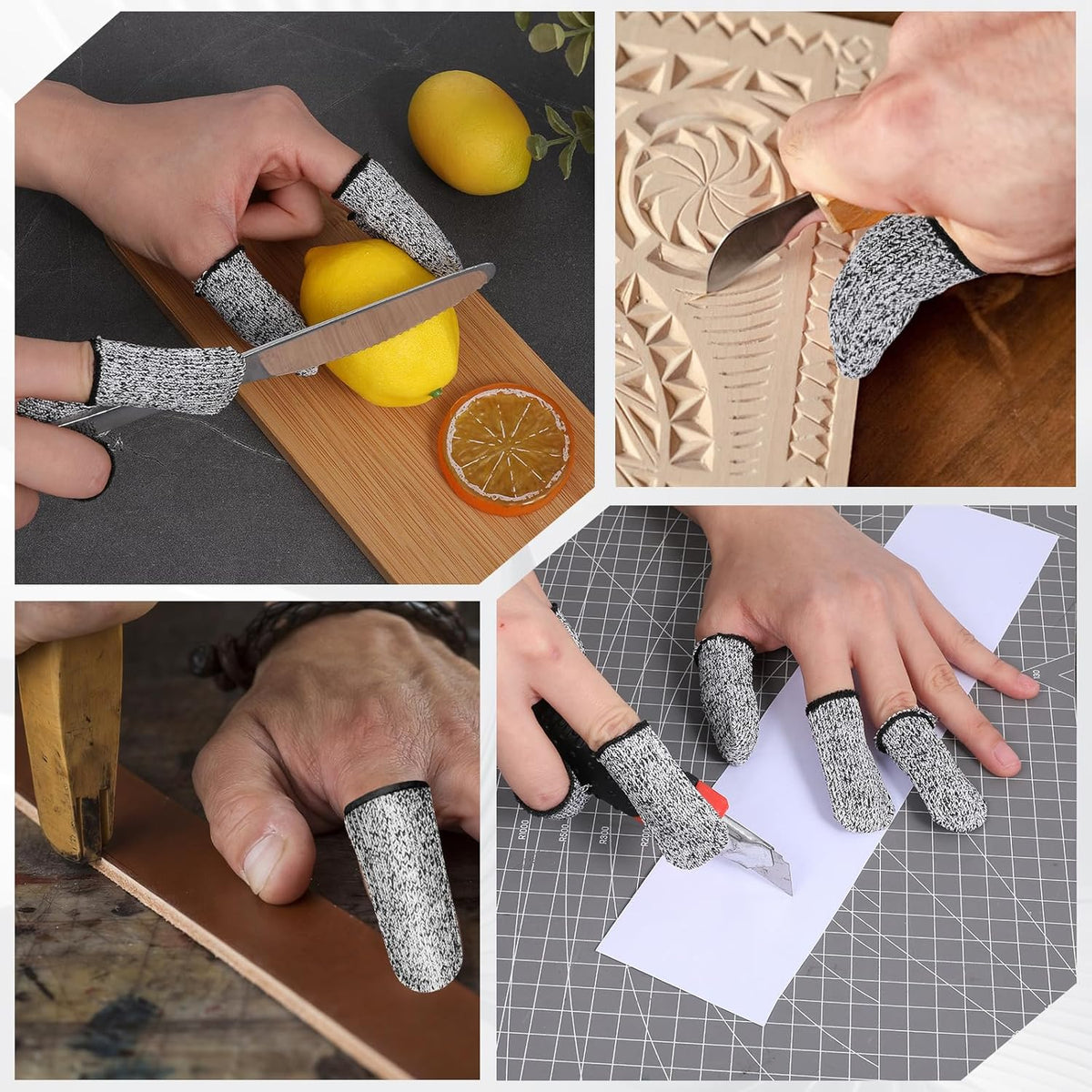 Cut Resistant Finger Cots Protector Breathable Finger Sleeve Protectors Reusable Fingers Guards Covers Fingers Thumb Protector Gloves for Kitchen Garden Sculpture Work 32 PCS