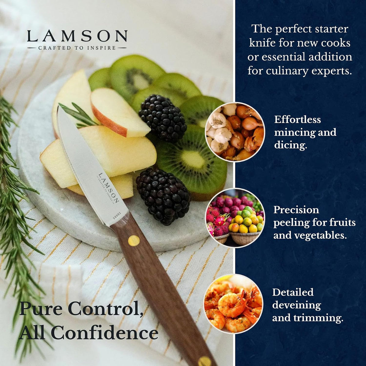 Lamson Grandma's 3.5 In Paring Knife with Walnut Handle, Half-Tang