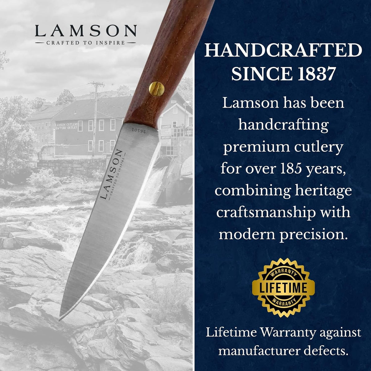 Lamson Grandma's 3.5 In Paring Knife with Walnut Handle, Half-Tang