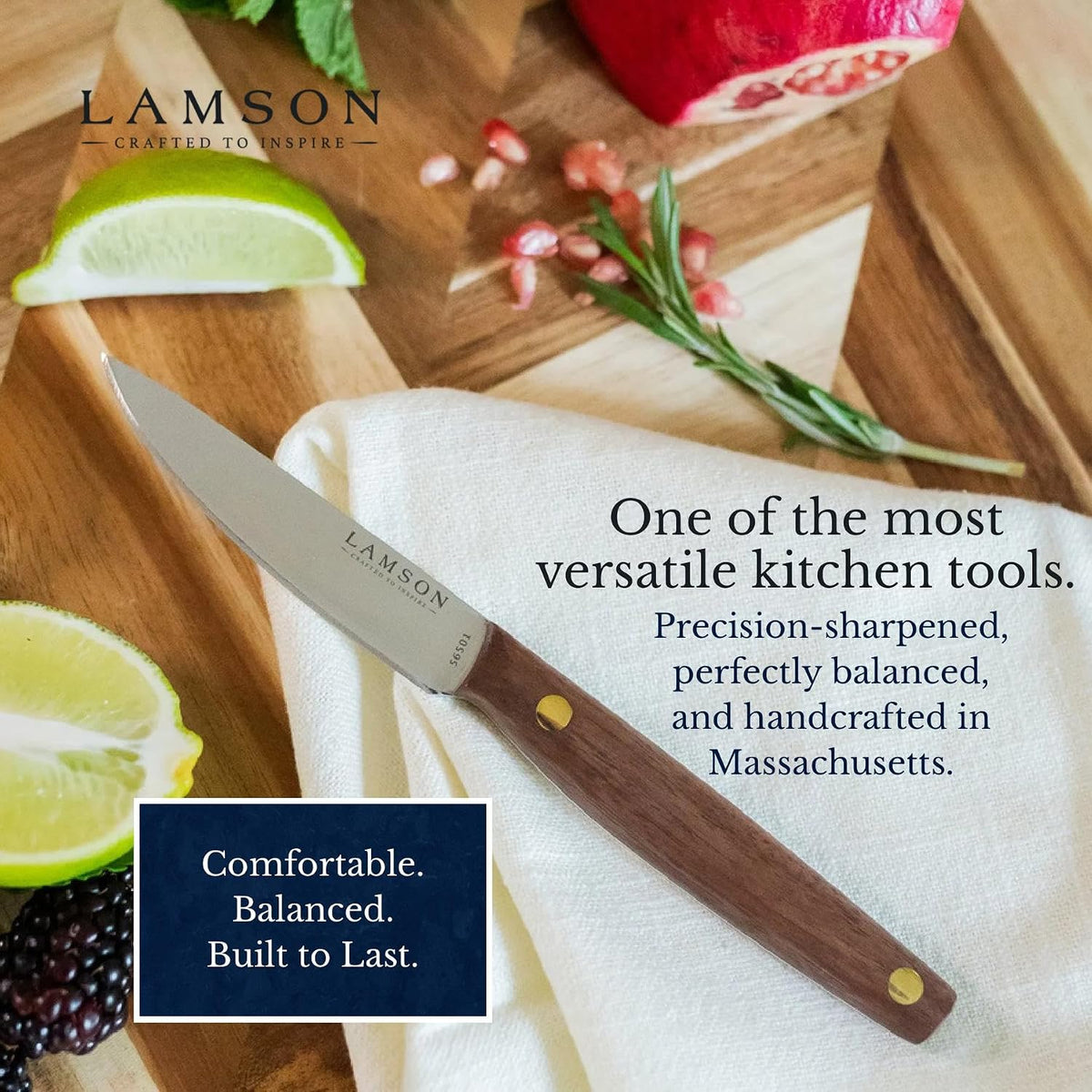 Lamson Grandma's 3.5 In Paring Knife with Walnut Handle, Half-Tang