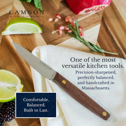 Lamson Grandma's 3.5 In Paring Knife with Walnut Handle, Half-Tang