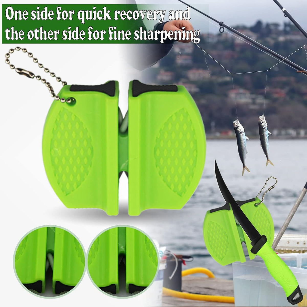 Fillet Knife, 7 Inches Professional Filet Knife for Fish, Stainless Steel Blade Fishing Knifes with Sharpener and Cutting Resistant Gloves, Fishing Stuff, Fishing Accessories, Green