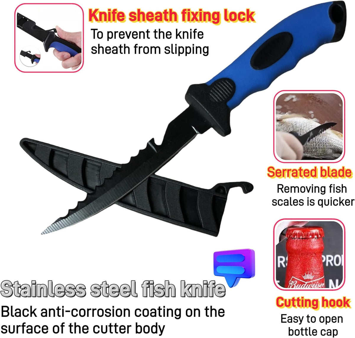 Fillet Knife, 7 Inches Professional Filet Knife for Fish, Stainless Steel Blade Fishing Knifes with Sharpener and Cutting Resistant Gloves, Fishing Stuff, Fishing Accessories, Green