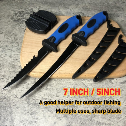 Fillet Knife, 7 Inches Professional Filet Knife for Fish, Stainless Steel Blade Fishing Knifes with Sharpener and Cutting Resistant Gloves, Fishing Stuff, Fishing Accessories, Green