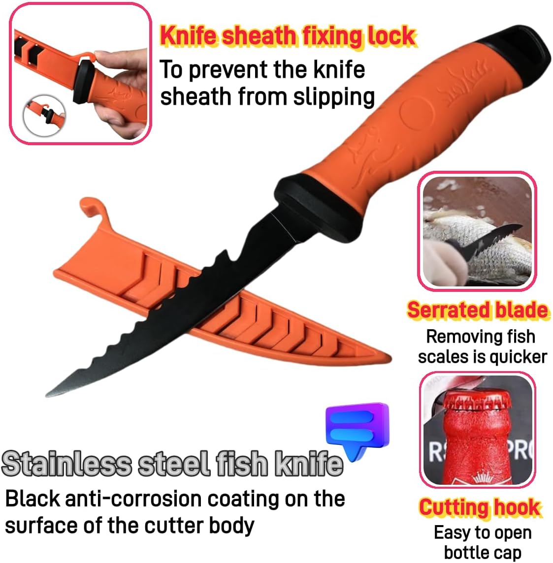 Fillet Knife, 7 Inches Professional Filet Knife for Fish, Stainless Steel Blade Fishing Knifes with Sharpener and Cutting Resistant Gloves, Fishing Stuff, Fishing Accessories, Green
