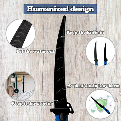 Fillet Knife, 7 Inches Professional Filet Knife for Fish, Stainless Steel Blade Fishing Knifes with Sharpener and Cutting Resistant Gloves, Fishing Stuff, Fishing Accessories, Green