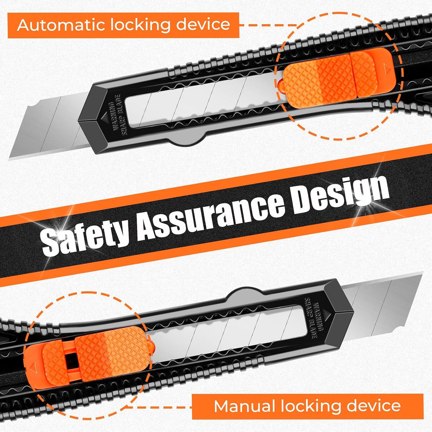 12-Pack Box Cutters, Disposable Utility Knife, Box Cutter Retractable for Office, Shop, Warehouse, Utility Knives with18mm Snap-Off Blades, Portable Box Opener, Razor Knife Set, Paper Knife
