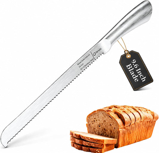 Serrated Bread Knife,9.6 Inch Razor Sharp Stainless Steel Blade with 5-Inch Handle, Best Bread Cutter for Slicing Sourdough, Bagels, Cakes & Homemade Artisan Bread
