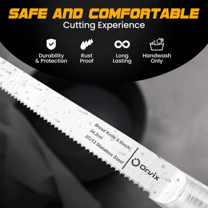 Serrated Bread Knife,9.6 Inch Razor Sharp Stainless Steel Blade with 5-Inch Handle, Best Bread Cutter for Slicing Sourdough, Bagels, Cakes & Homemade Artisan Bread