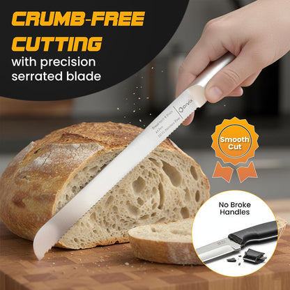 Serrated Bread Knife,9.6 Inch Razor Sharp Stainless Steel Blade with 5-Inch Handle, Best Bread Cutter for Slicing Sourdough, Bagels, Cakes & Homemade Artisan Bread