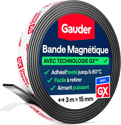 Magnetic Tape Strong Self-Adhesive - Cut-to-Length Magnet Strip with High Magnetic Force - Heavy-Duty Adhesive Magnet Tape (10 ft x 0.6 in)