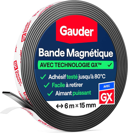 Magnetic Tape Strong Self-Adhesive - Cut-to-Length Magnet Strip with High Magnetic Force - Heavy-Duty Adhesive Magnet Tape (10 ft x 0.6 in)