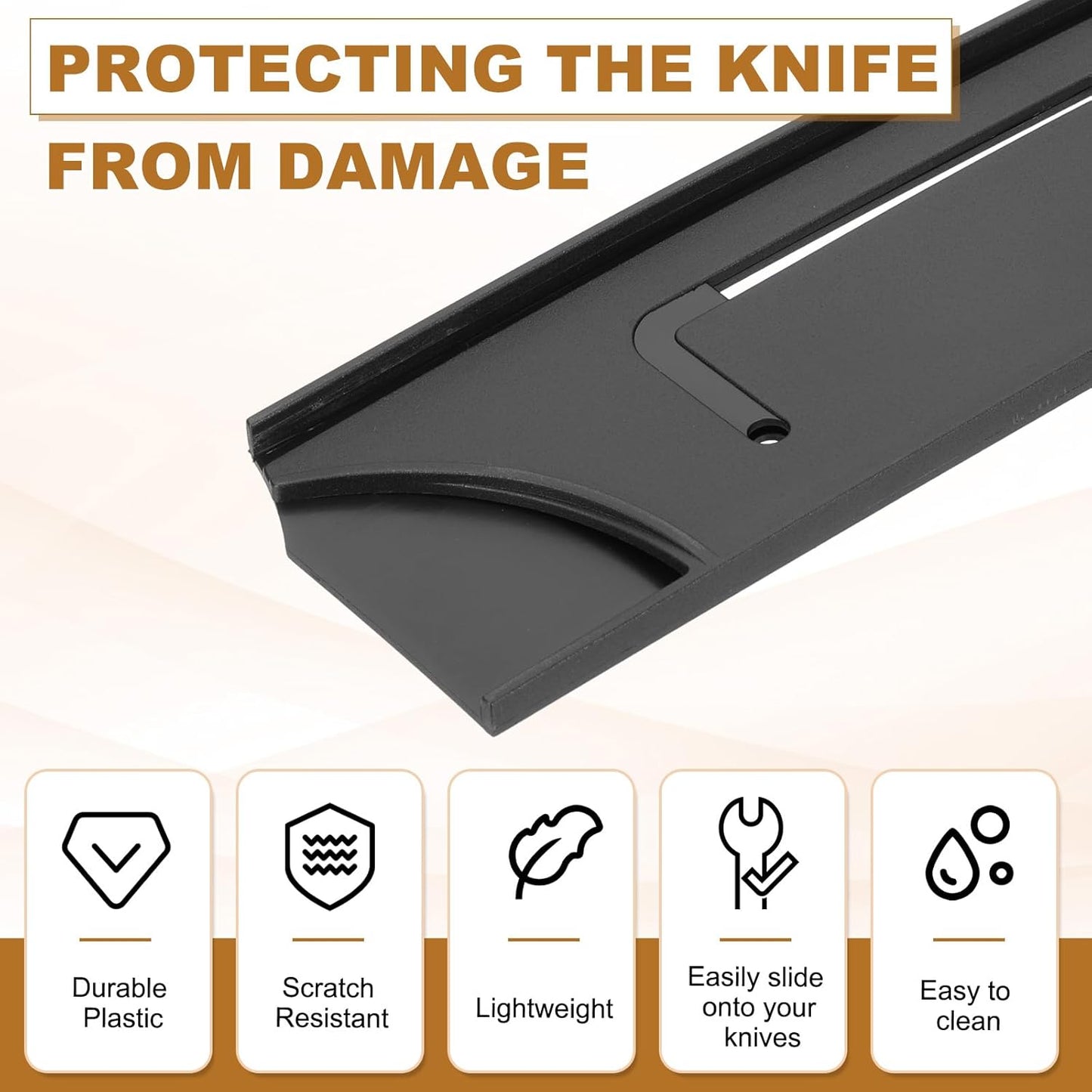 2Pcs PP Universal Knife Cover, Knife Protector Sleeve for 7" Nakiri Knife Guard Cover for Kitchen, Dining Room, Black