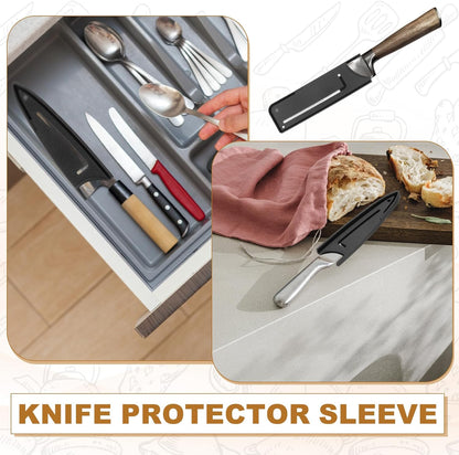 2Pcs PP Universal Knife Cover, Knife Protector Sleeve for 7" Nakiri Knife Guard Cover for Kitchen, Dining Room, Black