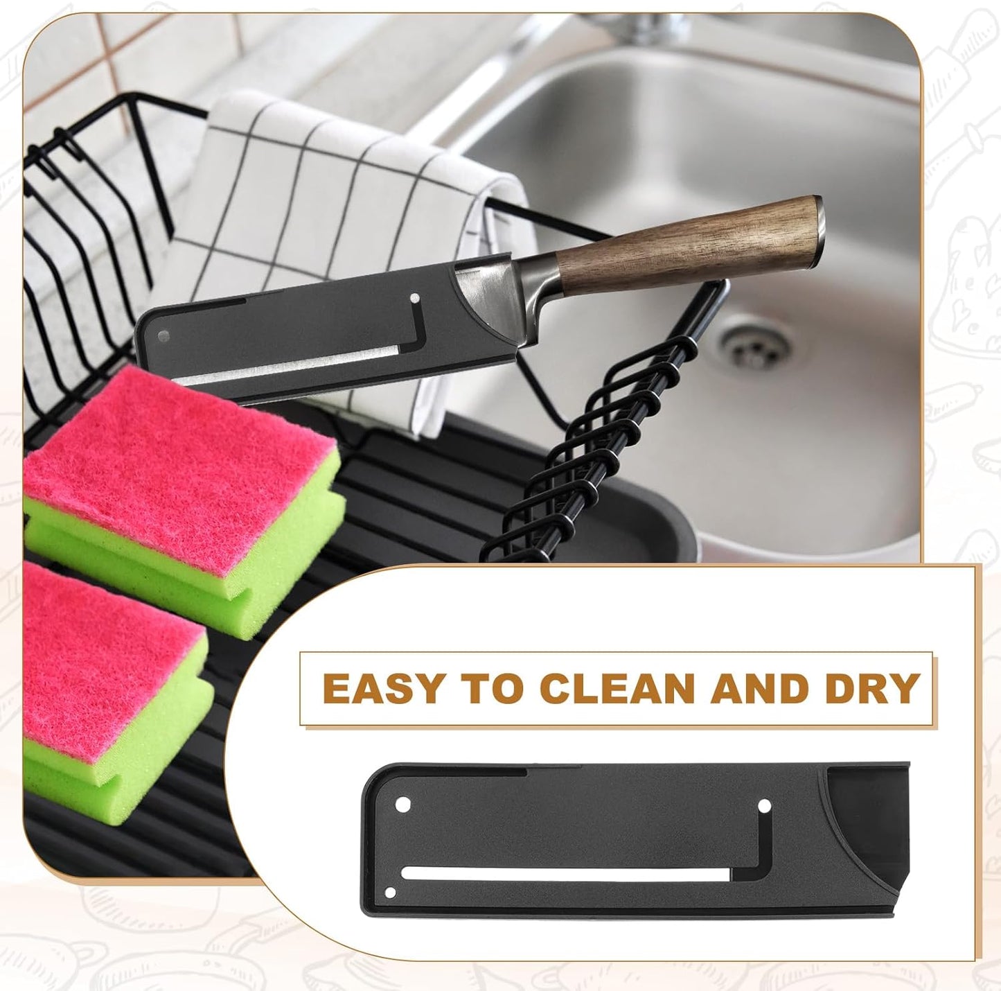 2Pcs PP Universal Knife Cover, Knife Protector Sleeve for 7" Nakiri Knife Guard Cover for Kitchen, Dining Room, Black