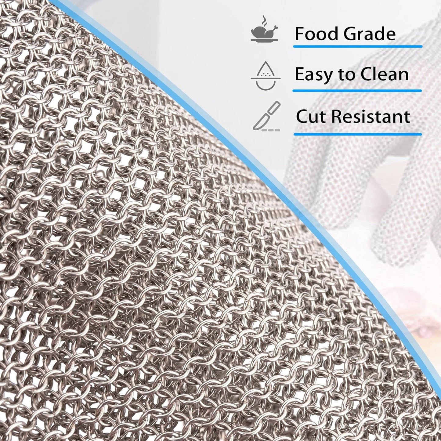 Cut Resistant Gloves Good Grade - Level A9 Protection; Ambidextrous; Stainless Steel; Kitchen Work Protective Gloves
