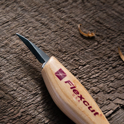 KN14 Roughing Knife 2″ High-Carbon Steel Straight Blade, Ergonomic Ash-wood Handle, 0.15 lb, Flexible Spring Steel Shaft, Made in USA
