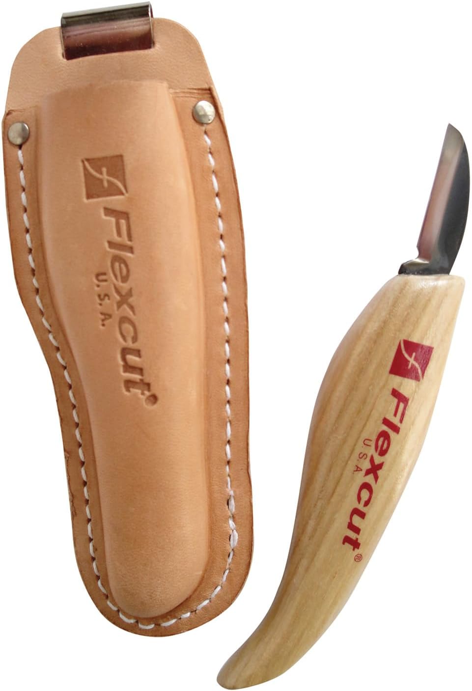 KN14 Roughing Knife 2″ High-Carbon Steel Straight Blade, Ergonomic Ash-wood Handle, 0.15 lb, Flexible Spring Steel Shaft, Made in USA