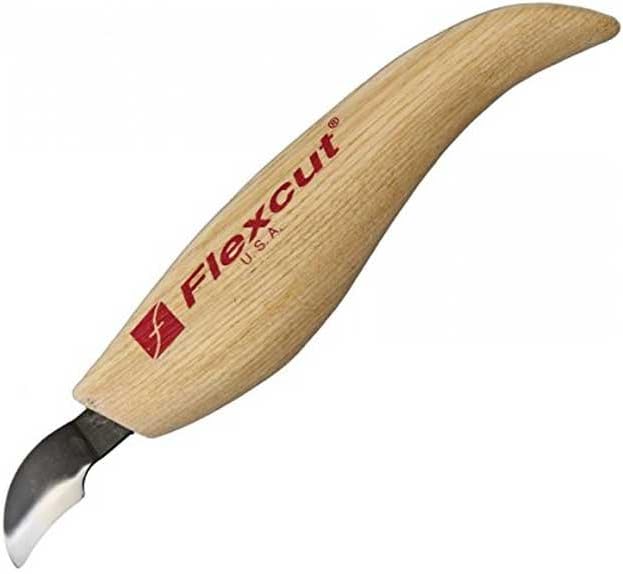 KN14 Roughing Knife 2″ High-Carbon Steel Straight Blade, Ergonomic Ash-wood Handle, 0.15 lb, Flexible Spring Steel Shaft, Made in USA