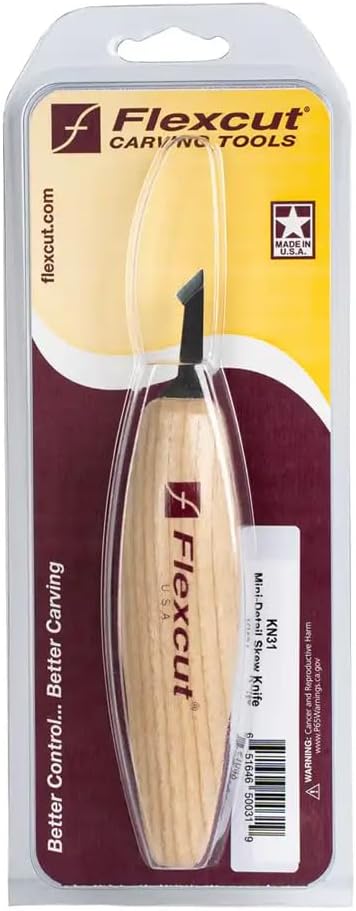 KN14 Roughing Knife 2″ High-Carbon Steel Straight Blade, Ergonomic Ash-wood Handle, 0.15 lb, Flexible Spring Steel Shaft, Made in USA