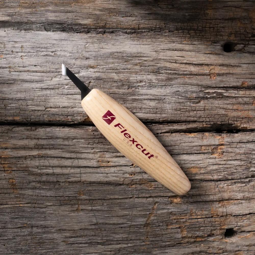 KN14 Roughing Knife 2″ High-Carbon Steel Straight Blade, Ergonomic Ash-wood Handle, 0.15 lb, Flexible Spring Steel Shaft, Made in USA