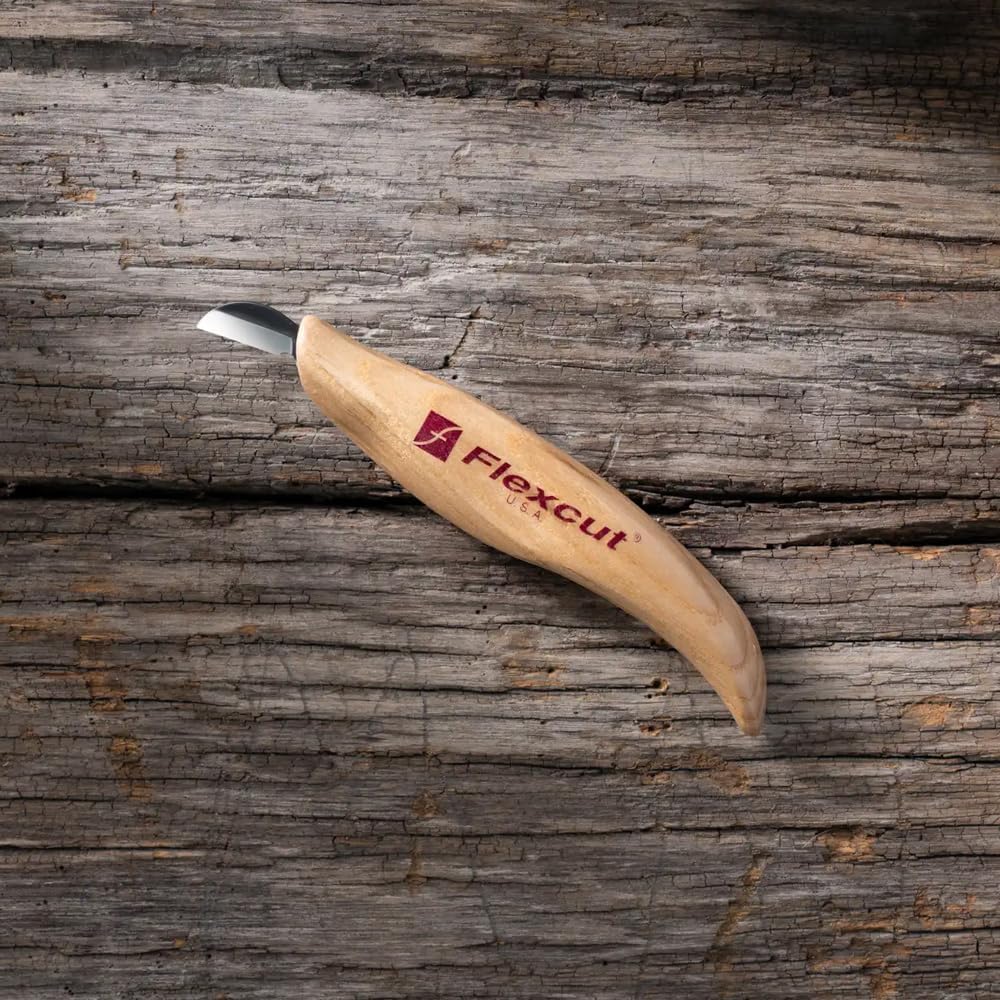 KN14 Roughing Knife 2″ High-Carbon Steel Straight Blade, Ergonomic Ash-wood Handle, 0.15 lb, Flexible Spring Steel Shaft, Made in USA