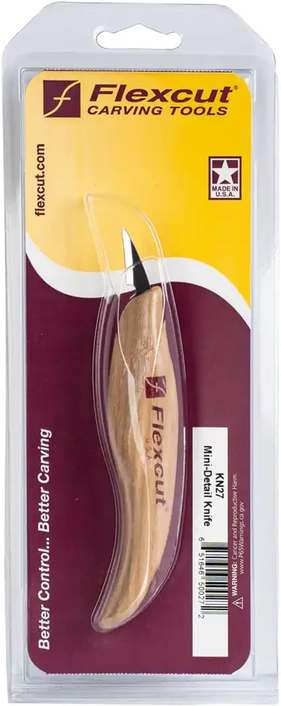 KN14 Roughing Knife 2″ High-Carbon Steel Straight Blade, Ergonomic Ash-wood Handle, 0.15 lb, Flexible Spring Steel Shaft, Made in USA