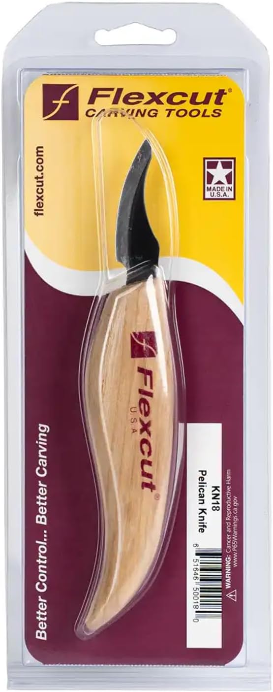 KN14 Roughing Knife 2″ High-Carbon Steel Straight Blade, Ergonomic Ash-wood Handle, 0.15 lb, Flexible Spring Steel Shaft, Made in USA