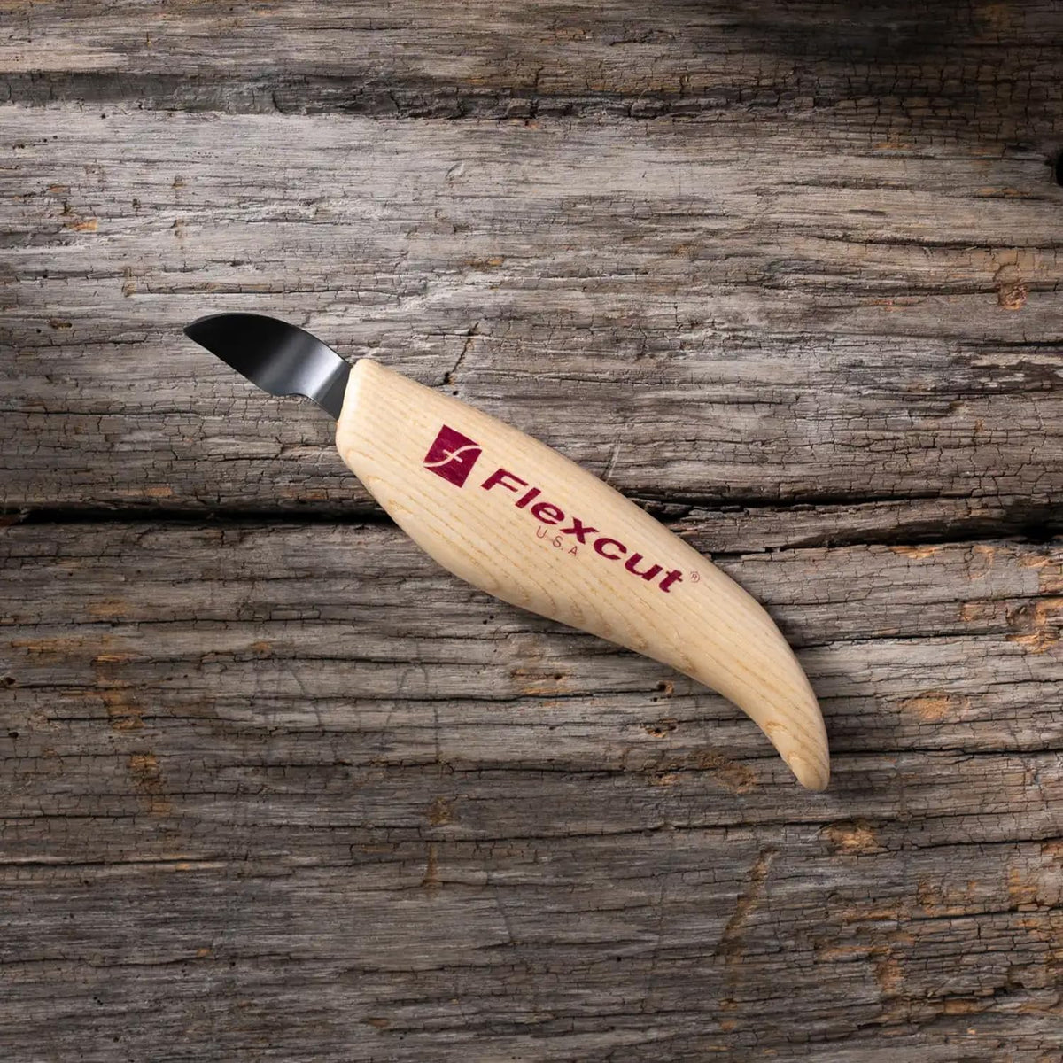 KN14 Roughing Knife 2″ High-Carbon Steel Straight Blade, Ergonomic Ash-wood Handle, 0.15 lb, Flexible Spring Steel Shaft, Made in USA
