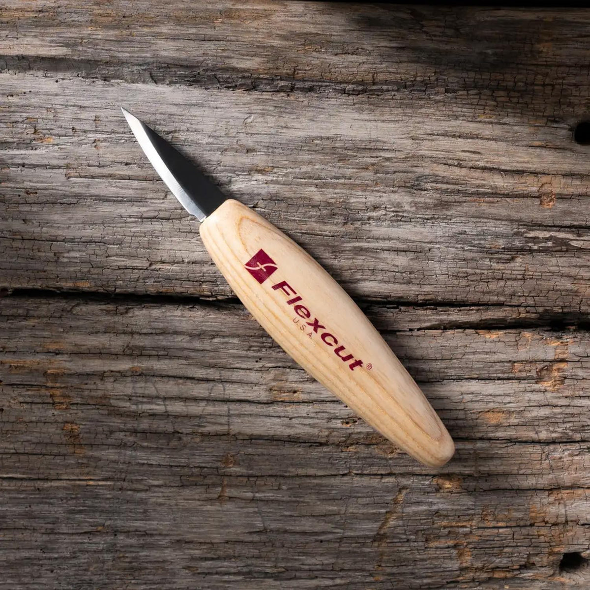 KN14 Roughing Knife 2″ High-Carbon Steel Straight Blade, Ergonomic Ash-wood Handle, 0.15 lb, Flexible Spring Steel Shaft, Made in USA