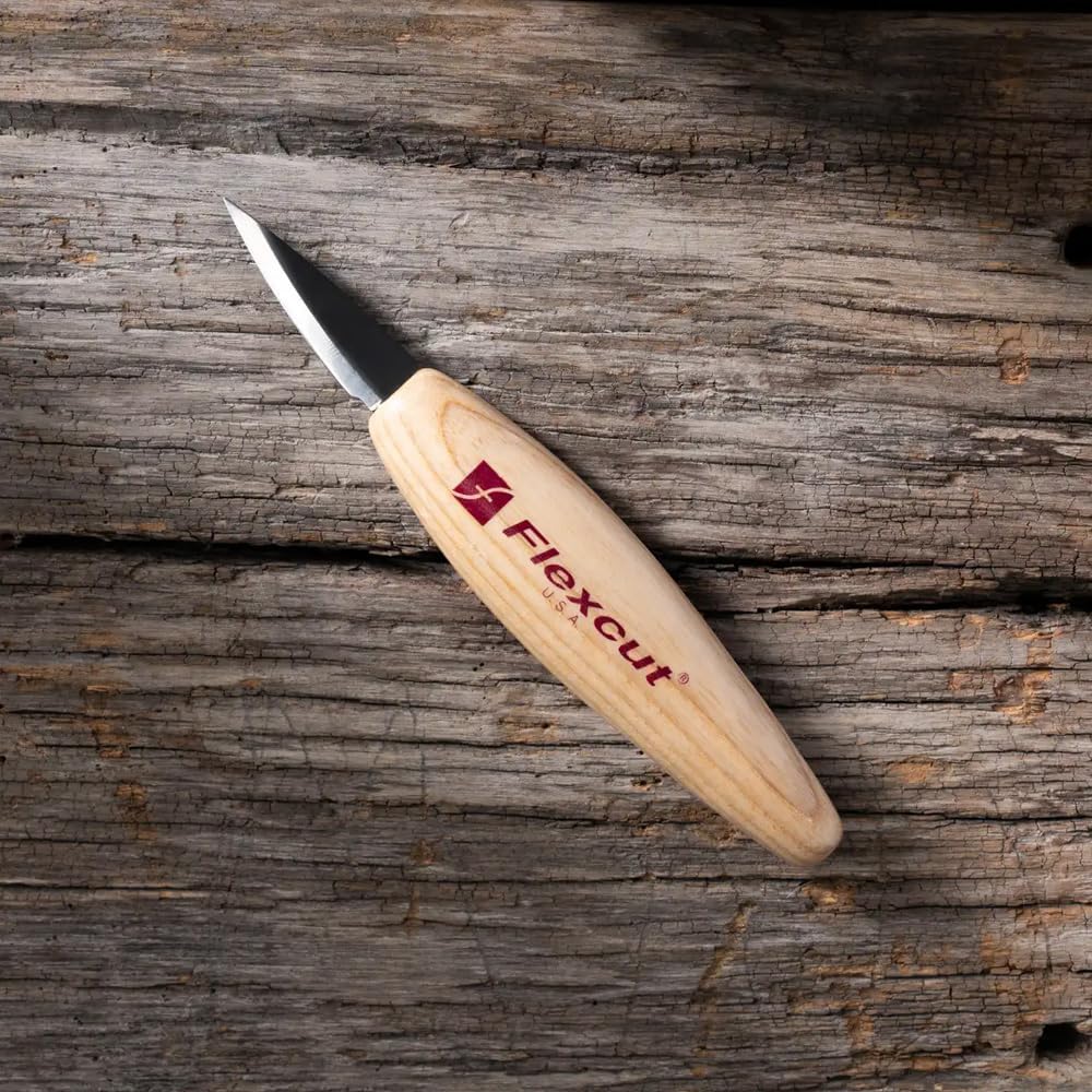 KN14 Roughing Knife 2″ High-Carbon Steel Straight Blade, Ergonomic Ash-wood Handle, 0.15 lb, Flexible Spring Steel Shaft, Made in USA