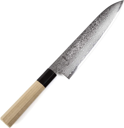 Japanese Chef Knife Damascus ZA18 69 Layer Octagonal Walnut Handle, Gyuto 8.3-inch (210mm)