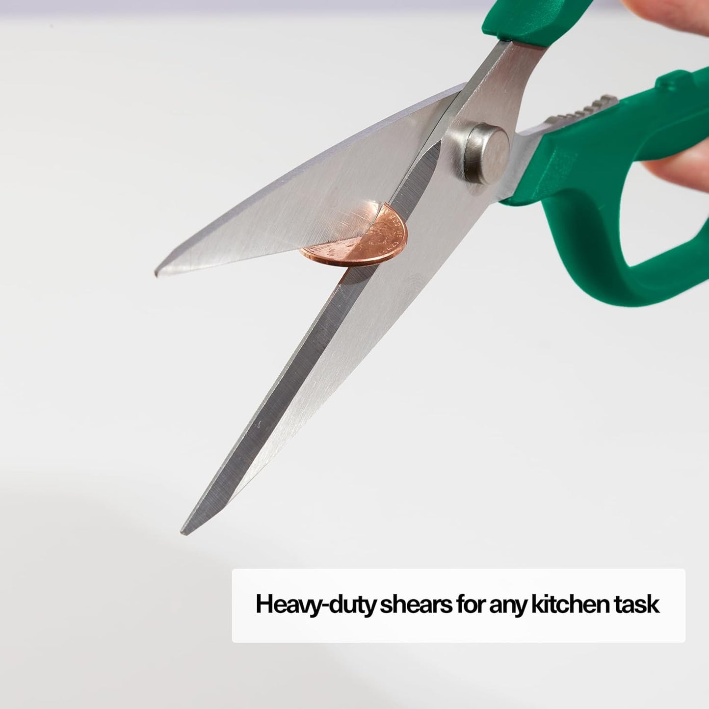 Heavy Duty Kitchen Shears - Comfortable Ambidextrous Scissors for Meat, Poultry, Herbs & More - Easy to Clean - German Stainless Steel - Large | Green