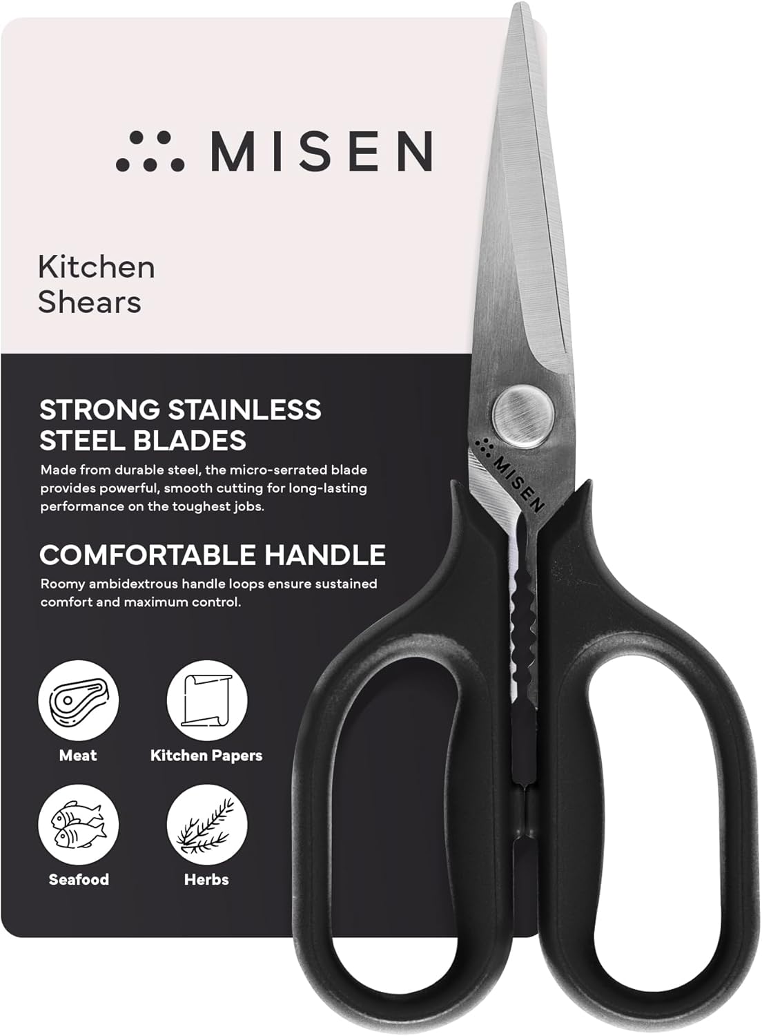 Heavy Duty Kitchen Shears - Comfortable Ambidextrous Scissors for Meat, Poultry, Herbs & More - Easy to Clean - German Stainless Steel - Large | Green