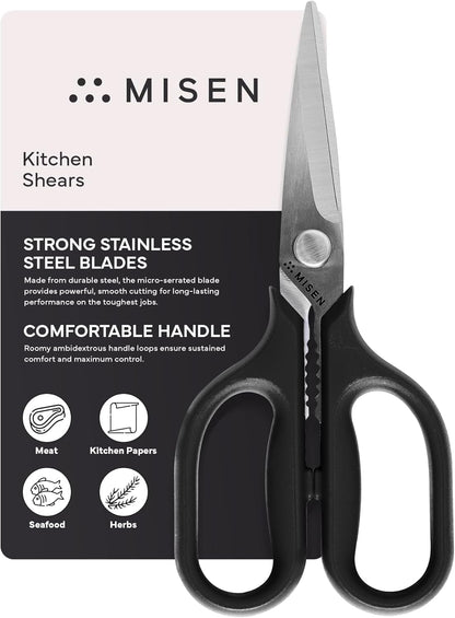 Heavy Duty Kitchen Shears - Comfortable Ambidextrous Scissors for Meat, Poultry, Herbs & More - Easy to Clean - German Stainless Steel - Large | Green