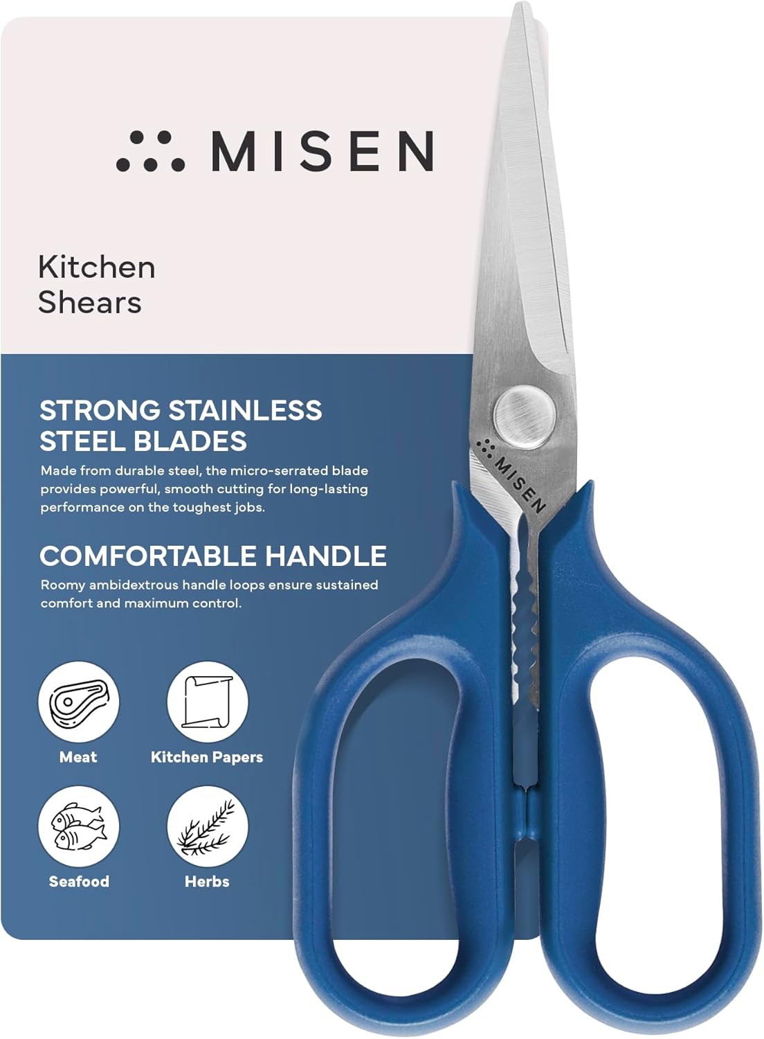 Heavy Duty Kitchen Shears - Comfortable Ambidextrous Scissors for Meat, Poultry, Herbs & More - Easy to Clean - German Stainless Steel - Large | Green