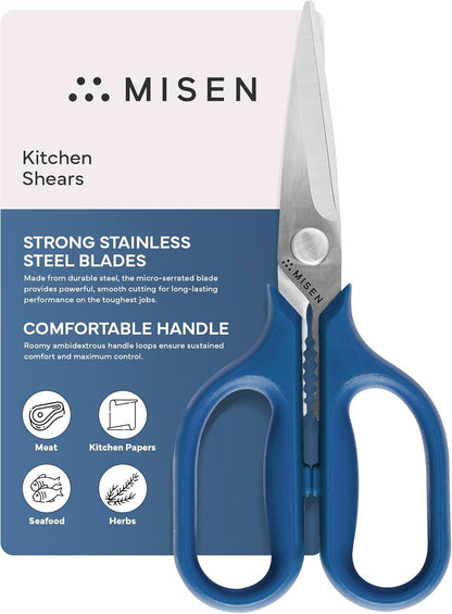Heavy Duty Kitchen Shears - Comfortable Ambidextrous Scissors for Meat, Poultry, Herbs & More - Easy to Clean - German Stainless Steel - Large | Green