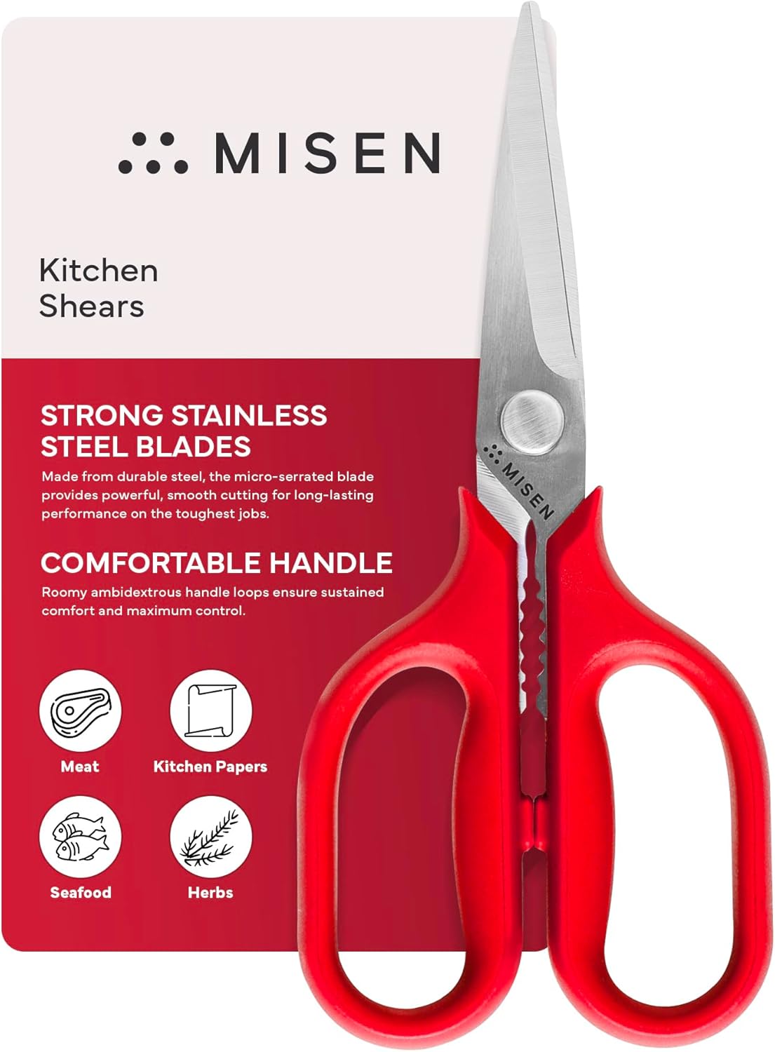 Heavy Duty Kitchen Shears - Comfortable Ambidextrous Scissors for Meat, Poultry, Herbs & More - Easy to Clean - German Stainless Steel - Large | Green